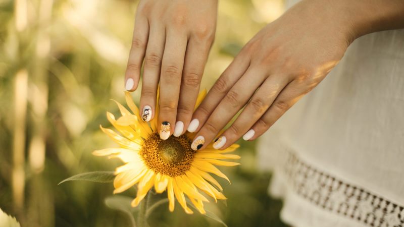 Sunflower Nail Art for Glowing Nail Accent